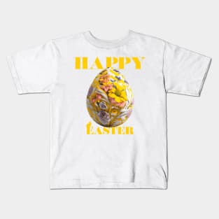 Happy Easter Egg Design with Floral Elements Kids T-Shirt